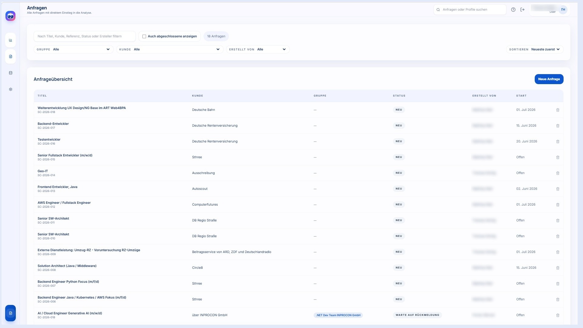 KI Profil-Matching Anfragen