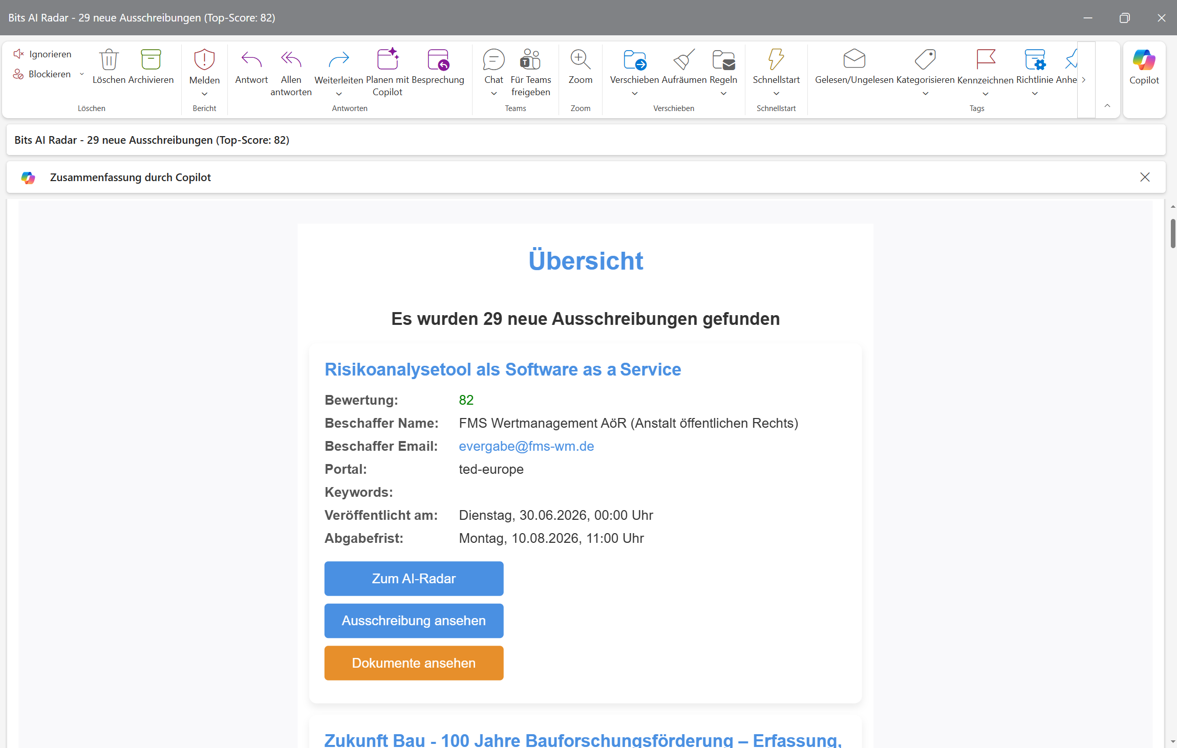 KI Ausschreibungsradar – Tagesdigest per E-Mail mit Relevanzscore